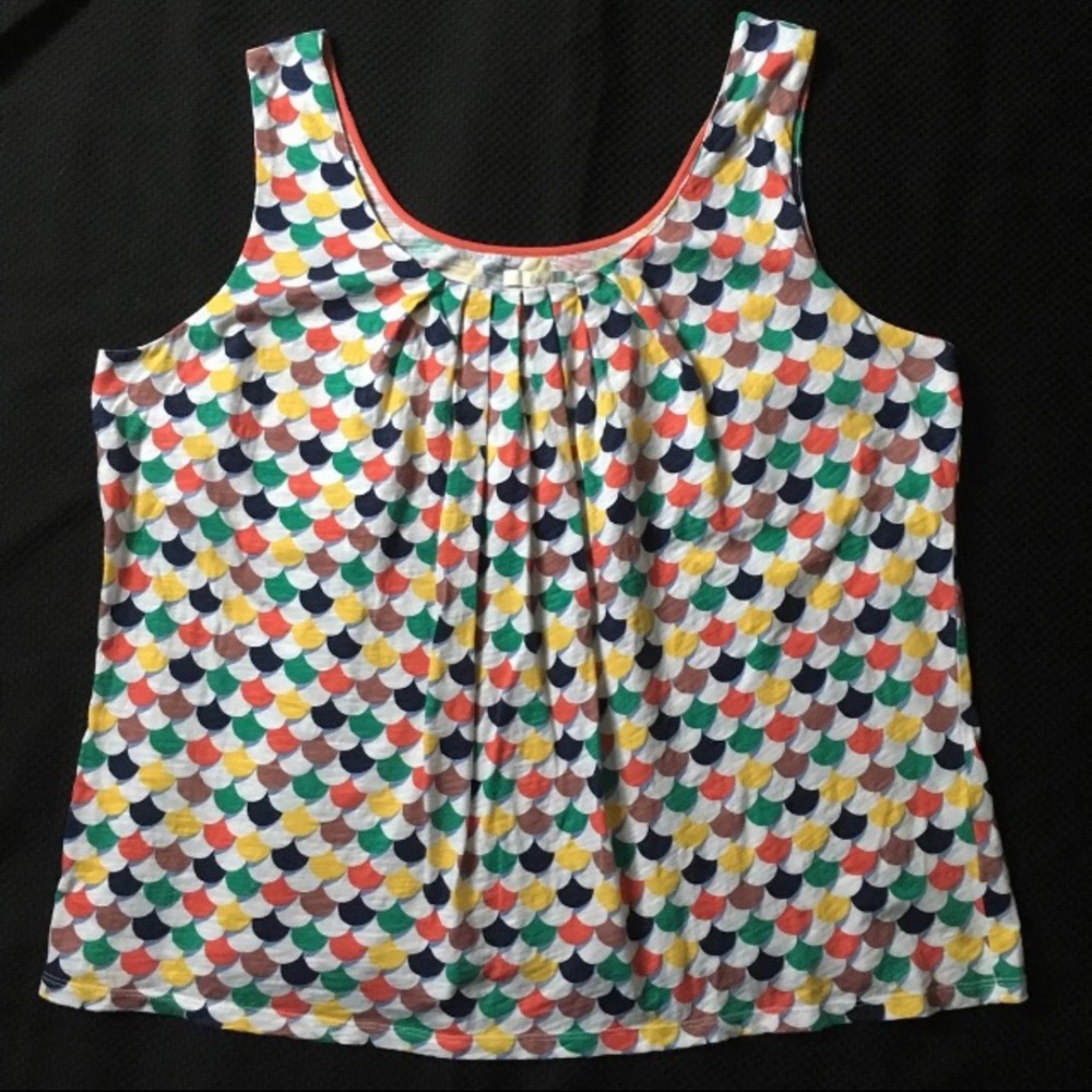Boden Gathered Tank, Size 16, Fun Print!